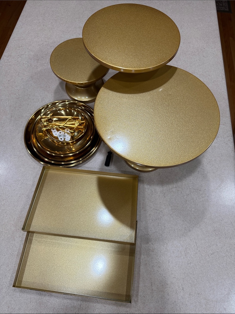 Tioncy Gold Dessert Stands and Trays - Set of Display Pedestals